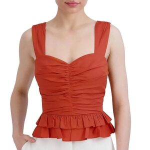 BCBG Maxazria Sweetheart Neck Ruched‎ Peplum Top Size Small